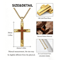 thumbnail image 6 of Kootwo Men's Walnut Wood Cross Necklace, 14K Gold Plated Crucifix Pendant, Christian Religious Jewelry Gift, 6 of 7