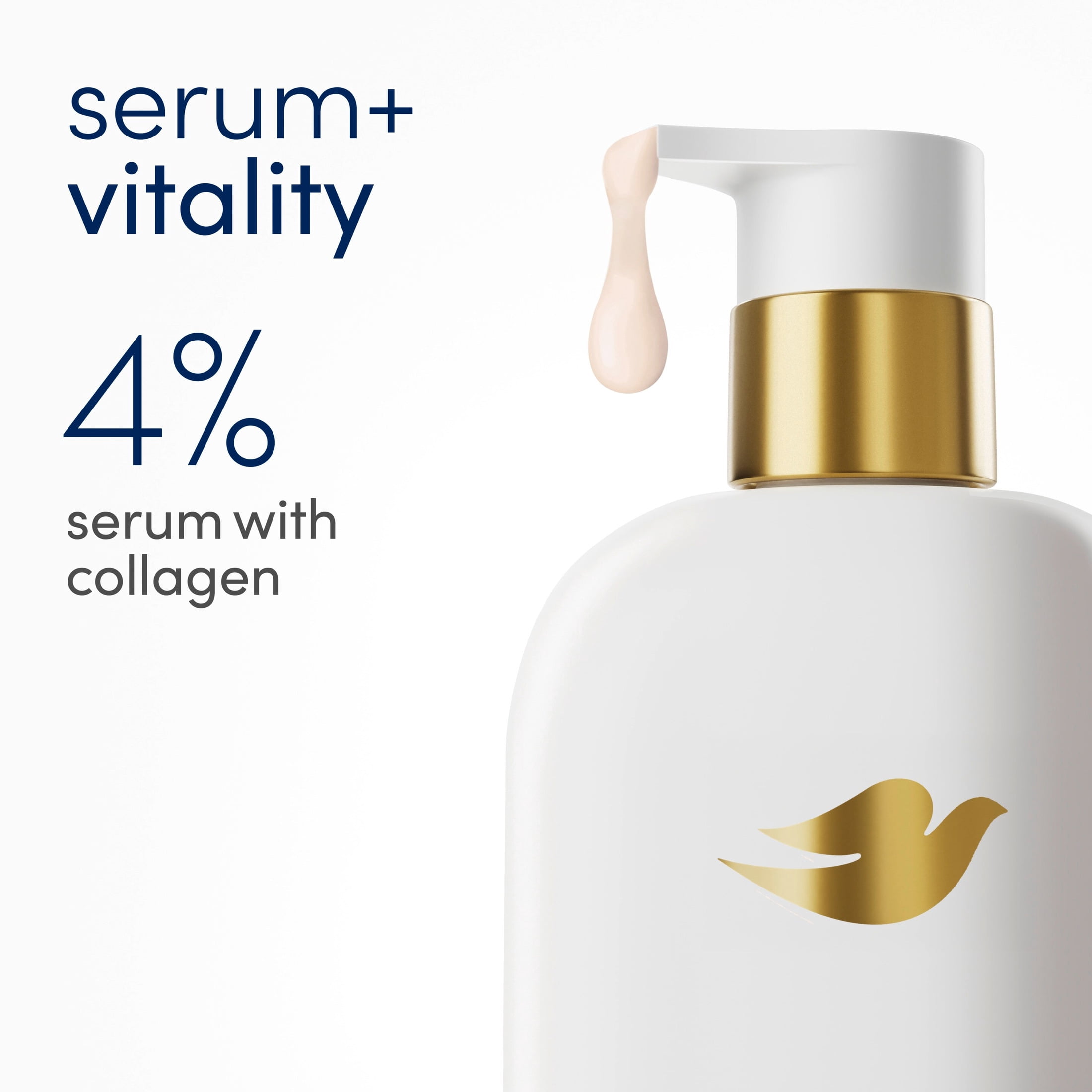 Dove Body Wash Promotes Firmer, Supple Skin Vitality Renewal 4% Restoring Serum With Collagen, 18.5 fl oz