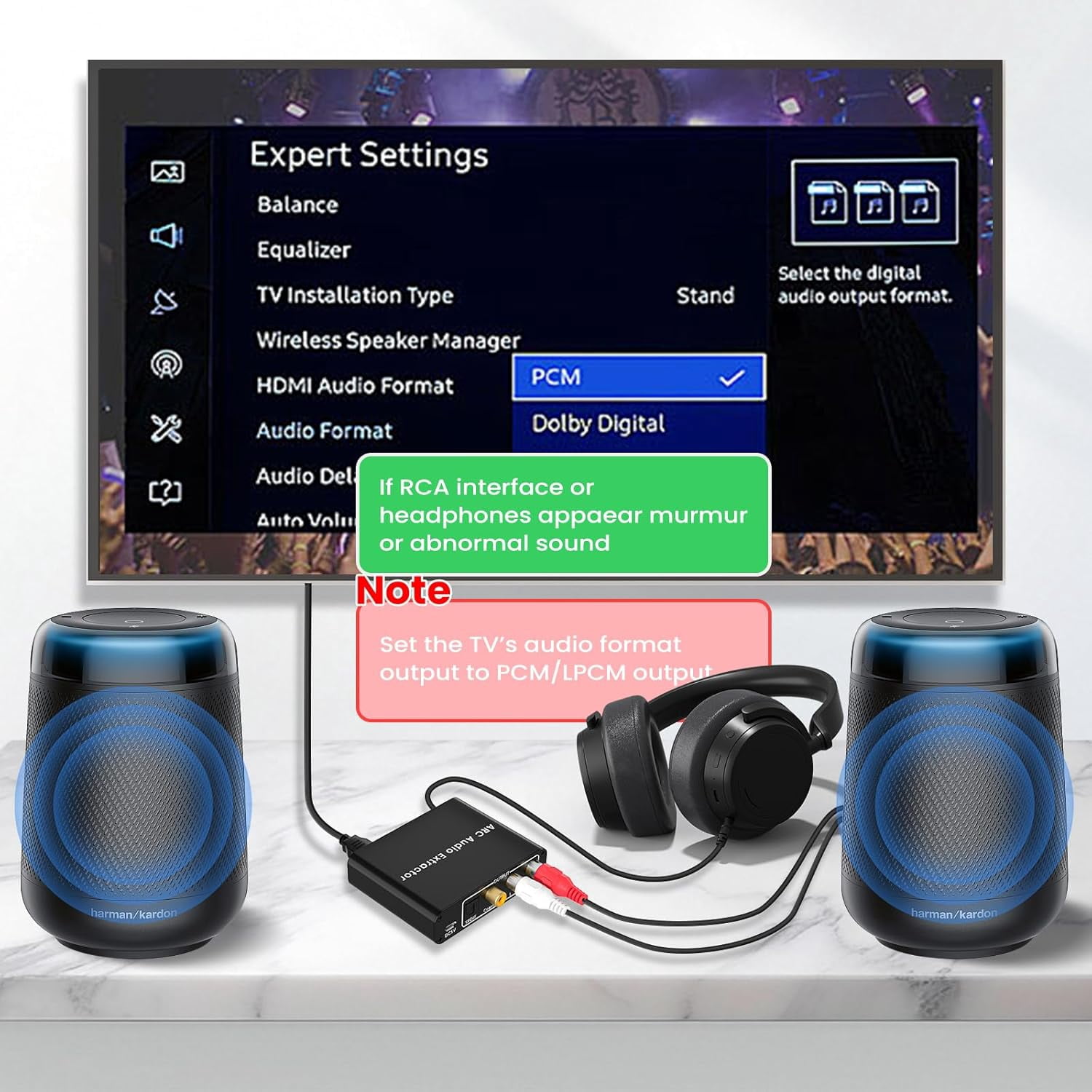 HDMI EARC/ARC Audio Extractor - Naar Optische SPDIF, Coaxiale En 3,5mm Stereo - 24bit 192kHz - Voor TV, Versterker En Headset