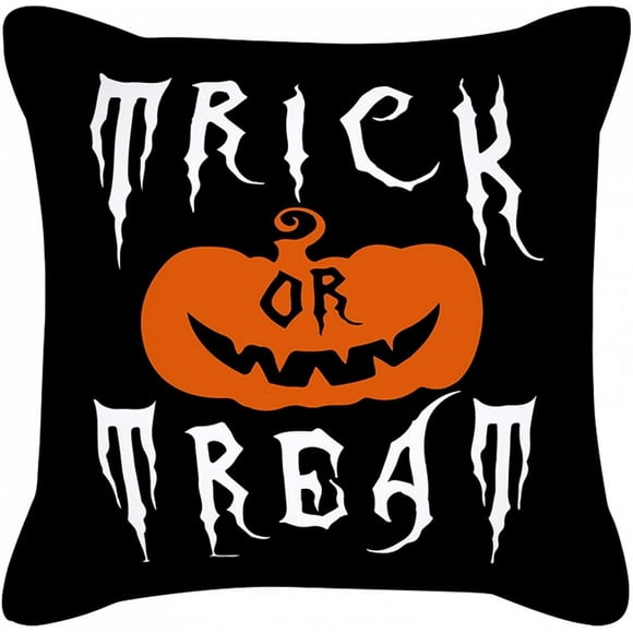 XYCCY Halloween Black and Orange Theme Pillow Covers, Pillow Slip Halloween Decorations, 18x18 Pillowcase for Home Decorative Cushion Cases for Sofa Couch Living Room Bedroom Party SuppliesST-001