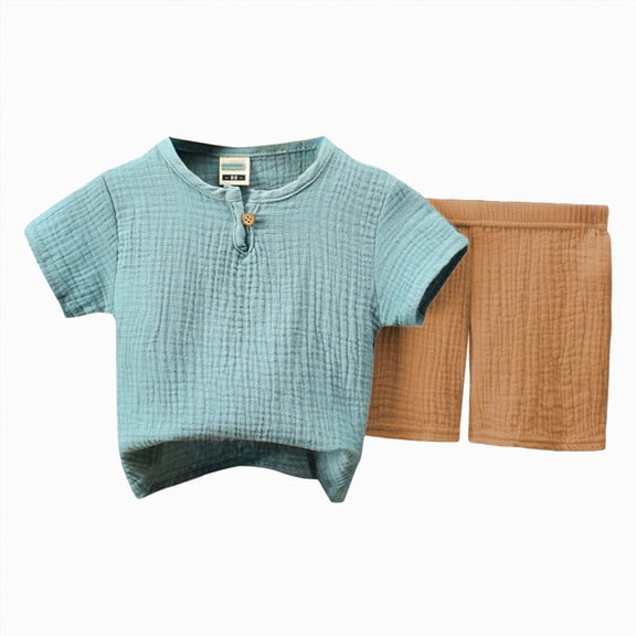 HCNTES Toddler Baby Boy Spring Summer Clothes Set Short Sleeves T-Shirt Tops Shorts Cute Outfits Set For 2t 3t 4t 5t 6t 7t 8t 9t Kid School Activities(G-Brown,12-18 Months)