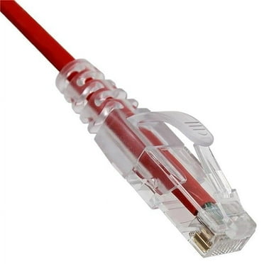 CableWholesale 13X6-67102 2 ft. Cat6a Slim Ethernet Snagless Molded Boot Copper Patch Cable, Red
