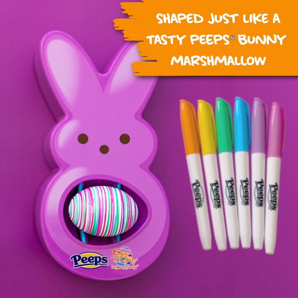 The Eggmazing Egg Decorator - Peeps Bunny - Arts and Craft Set Includes 6 Colorful Quick Drying, Non-Toxic Markers - Purple