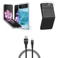 thumbnail image 1 of Bemz Premium Bundle for Samsung Galaxy Z Flip 3 5G: Slim Snap-On Protector Case (Aqua Blue Marble), Rear Camera Glass Protector, Nylon Braided USB-C to USB-A Cable (3 Feet), 1 of 8