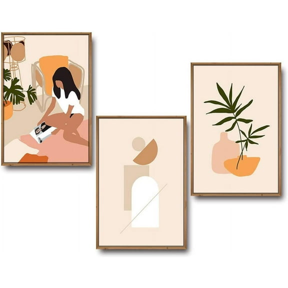 IDEA4WALL 3 Piece Framed Canvas Wall Art for Living Room, Bedroom Mattis and Brutalist Canvas Prints for Modern Home Decoration Ready to Hang