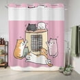 thumbnail image 6 of No Hook Shower Curtain, Pink Cute Cat Shower Curtains for Bathroom with See Through Top Window, Cartoon Funny Heater Cats Waterproof & Washable Bath Curtain Standard 72"x72", 6 of 9