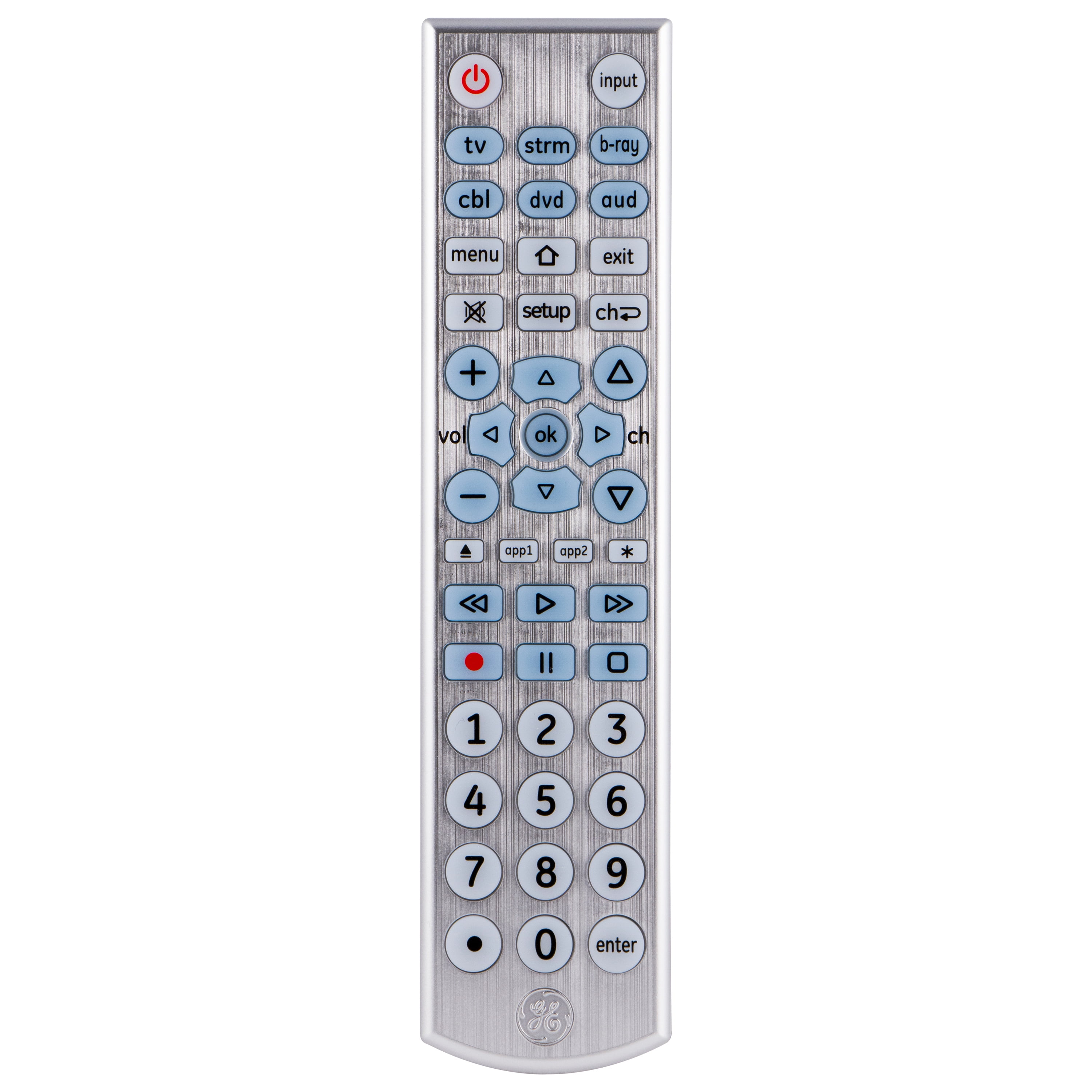 GE 6-Device Universal Remote Control, Backlit, Silver, 33712