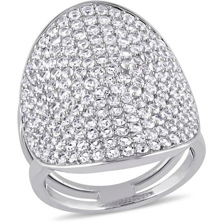 Miabella 2-4/5 Carat T.G.W. Round-Shaped White Sapphire Sterling Silver Cocktail Cluster Ring