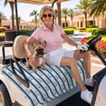 thumbnail image 3 of Golf Cart Seat Covers for 2 Seater, Navy Blue Anchor Nautical Soft Microfiber Cart Seat Towel Blanket, Blue Coastal Ocean Absorbent Breathable Non Slip Bench Seats Protector for Golf Course 51"x31", 3 of 9