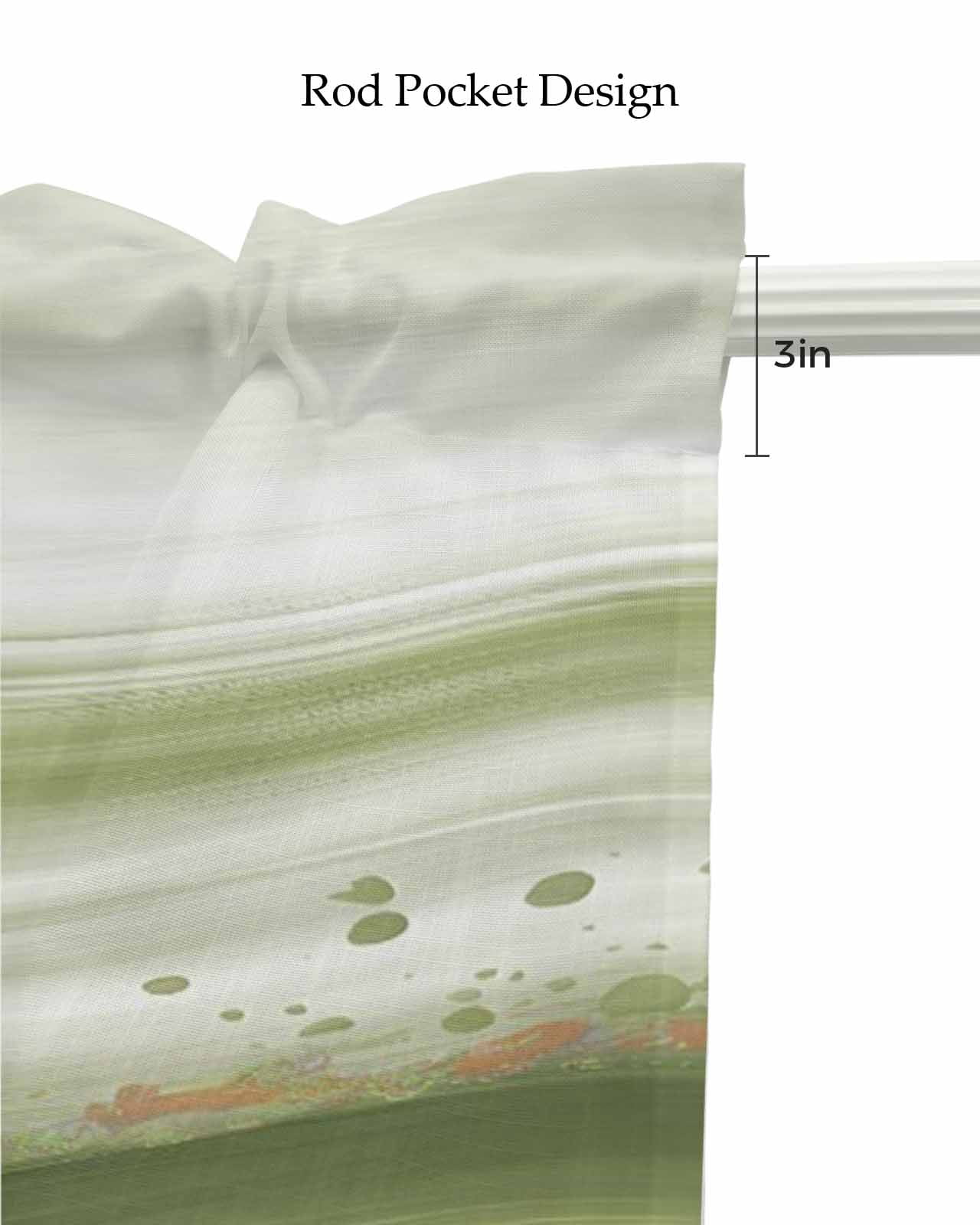 Green Abstract Waves Kitchen Valances for Windows Farmhouse Linen Window Valance Curtain for Living Room Window Treatment Gradient Fluid Luxury Oil Painting Valance Rod Pocket Topper, 60 x 18 Inch