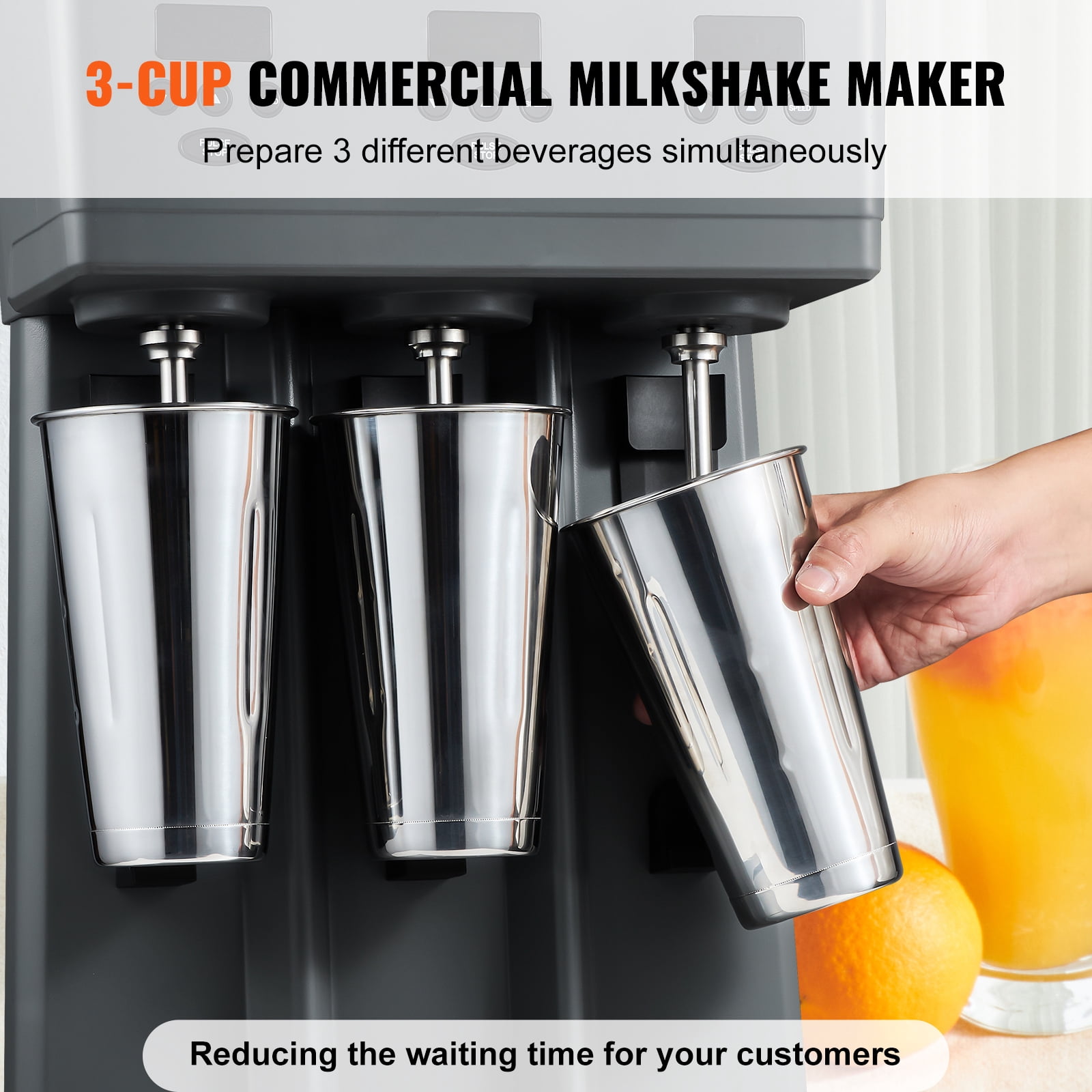 VEVOR Milkshake Maker Mixer Machine Stainless Steel Electric Blender with LED