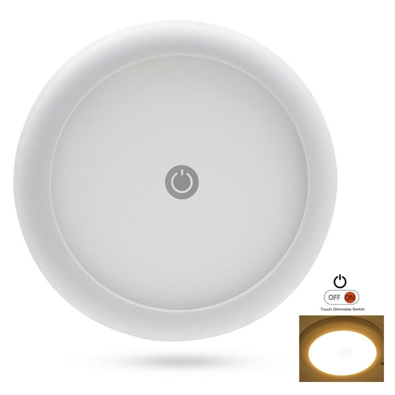 Homdec 4.5" DC 12V RV LED Dome Light Fixture with Touch Dimmable Switch, 4W RV Boat LED Ceiling Puck Light, Ultra Slim RV Interior Lighting for Car/RV/Trailer/Camper/Boat Warm White 3500K