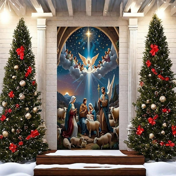 Arco de puerta navideño de 6,56 x 2,95 pies para decorar fiestas navideñas.