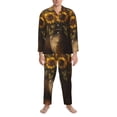 thumbnail image 3 of Naloa Rustic Sunflower Bouquet Men’s Pajamas Set - Long Sleeve Button Down Sleep Shirt and Pajama Bottoms Sleepwear Set-Large, 3 of 7