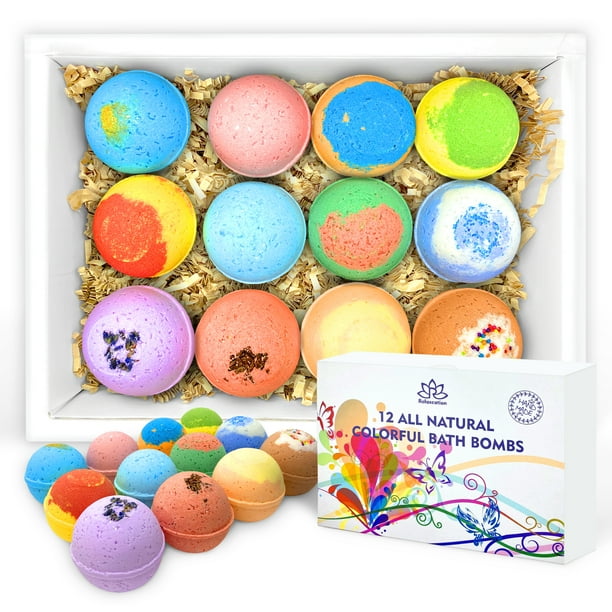 12 Bath Bombs For Kids All Natural Colorful Bath Bomb Kit - Safe for Sensitive Skin - Relaxing ...