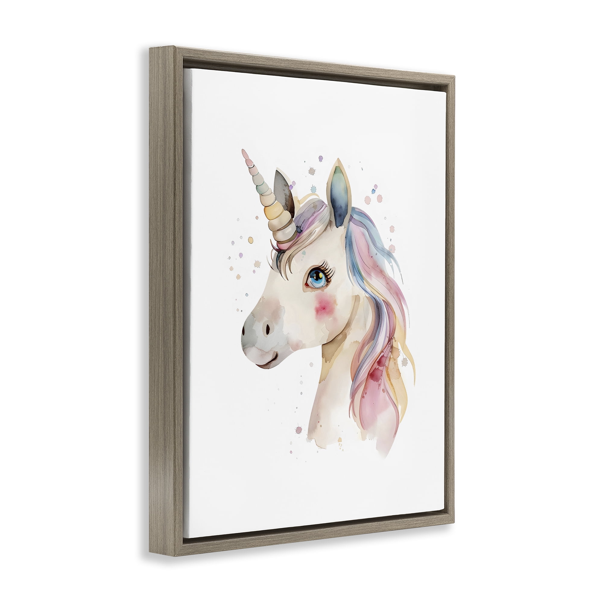 Stupell Industries Dreamy Pastel Unicorn Brown Framed Floater Canvas Wall Art, design by LSR Design Studio