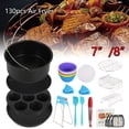 thumbnail image 1 of Muyoka Accesorios para freidora de aire de 7 pulgadas, juego de 130 piezas con libro de recetas, revestimiento antiadherente compatible con freidoras de aire de m谩s de 3,2 litros, Philips, Cosori, To, 1 of 6