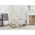 thumbnail image 3 of MoDRN Glam Velvet Rocking Chair with Lumbar Pillow, Off-White/Satin Brass, 3 of 14