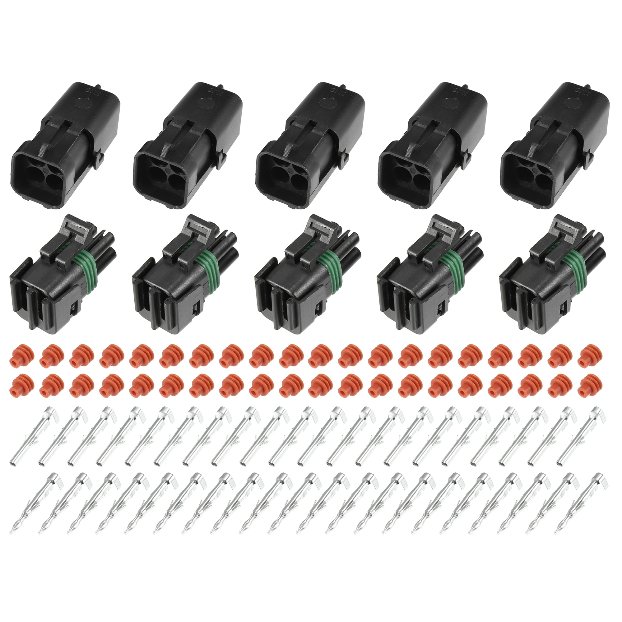 5 Kit 4 Pin Way Waterproof Electrical Connector Series Terminal 12 AWG Connectors Housing