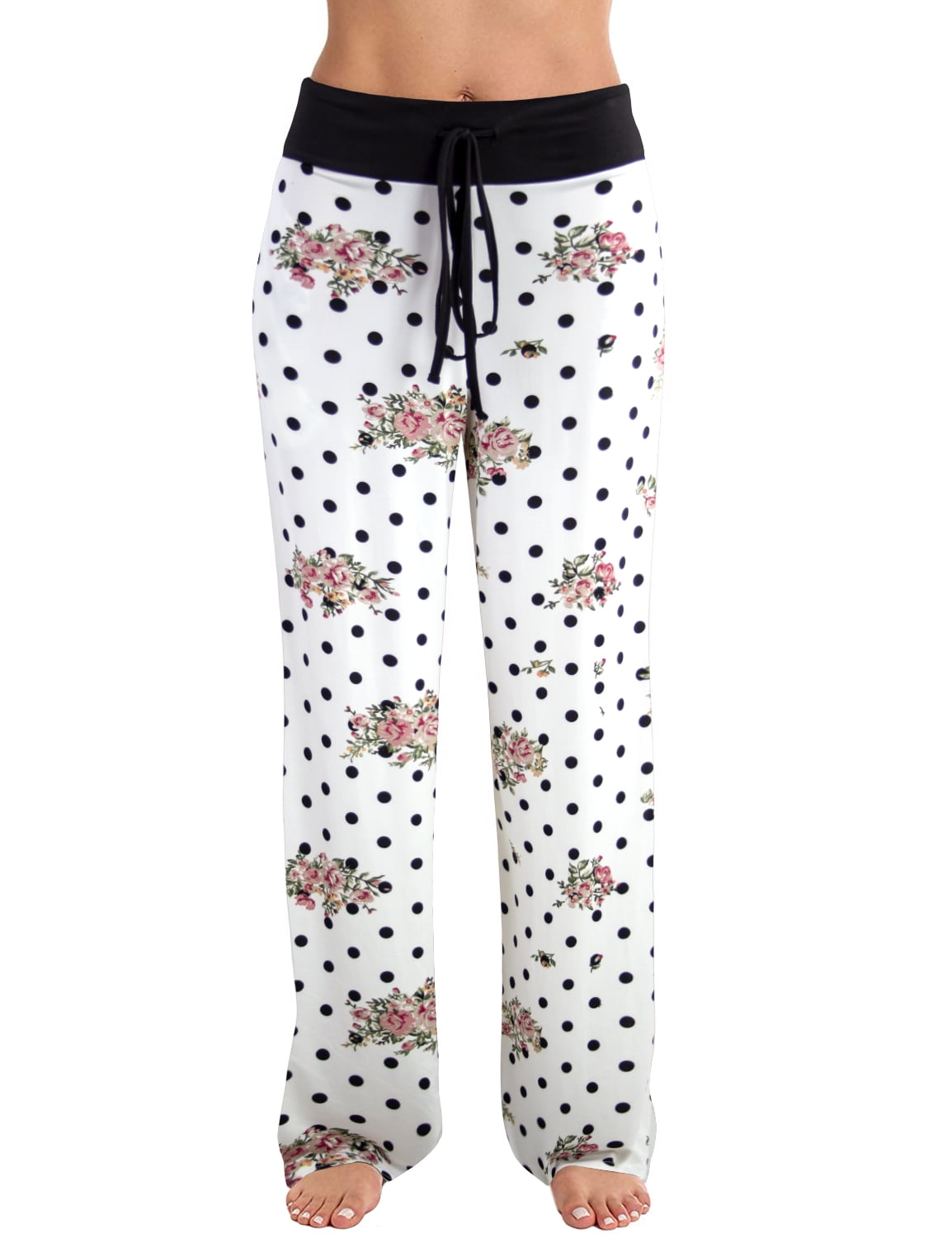 Doublju Women's High Waist Casual Drawstring Wide Leg Pajama Pants