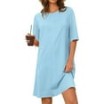 thumbnail image 5 of Jjayotai No Boundaries Dress Women's Casual T Shirt Dress, Crew Neck Loose Beach Mini Tshirt Tunic Dresses, Sundresses for Women 2025, Womens Summer Dresses Blue~ XXL, 5 of 8