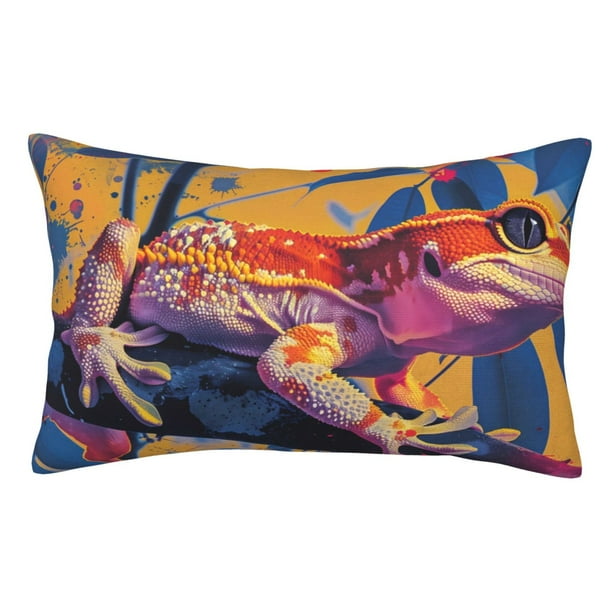 Balery Colorful Gecko Jungle Art Funda de Cojín Estampada, Regalos para Mujeres, Regalos de Amor para Ella, Regalos para Novia o Esposa, Funda de Almohada-20"x30"