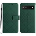 thumbnail image 2 of For Google Pixel 6A Wallet Case with [RFID Blocking] [Wrist Strap] [Support Kickstand] Leather Lattice Embossed Flip Magnetic Clasp Cover Credit Card Holder Case For Google Pixel 6A, Green, 2 of 9