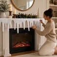 thumbnail image 7 of Christmas Fireplace Mantel Scarf, 120 X 36 Cm Faux Snow Icicle Ruffled Mantel Cover Winter Holiday Decor Xmas Fireplace for Cozy Home, 7 of 7