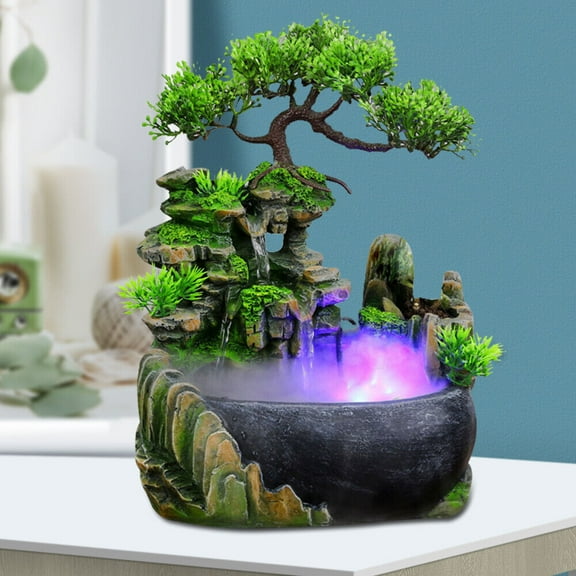 DENEST Rockery Fountain Waterfall Feng Shui Desktop Atomizing Humidifier Indoor Desk
