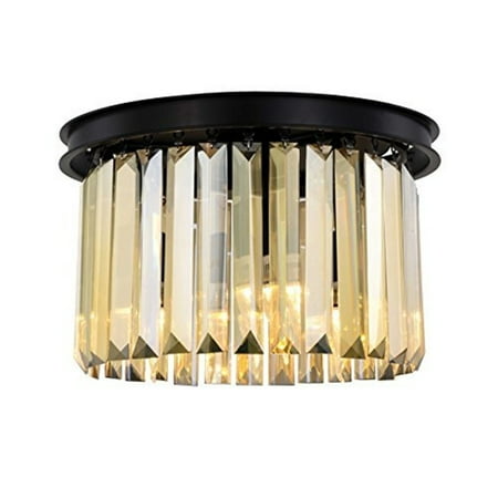 

Sydney 3 light Matte Black Flush Mount Golden Teak (Smoky) Royal Cut Crystal