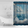 thumbnail image 4 of Small Stall Shower Curtain 48x72 Inch Narrow Half Size Blue Sky Ocean Bath Curtains Bathroom Decor Coastal Sea Waves Summer Window Scenery Waterproof Fabric Shower Curtain Set with Hooks 48 Inch, 4 of 6