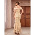 thumbnail image 2 of Gold Off-Shoulder Sequin Mermaid Evening Gown For Formal Party Prom, 2 of 6