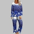 thumbnail image 2 of asdoklhq Cotton Pajamas for Women Ladies' Christmas Printed Casual Top Pants Pajama Set Blue XL, 2 of 6