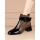 thumbnail image 3 of Women's Color Block Square Toe Fashion Ankle Boots With Belt Buckle, Thick Heel/medium Heel And Side Zipper, 3 of 5
