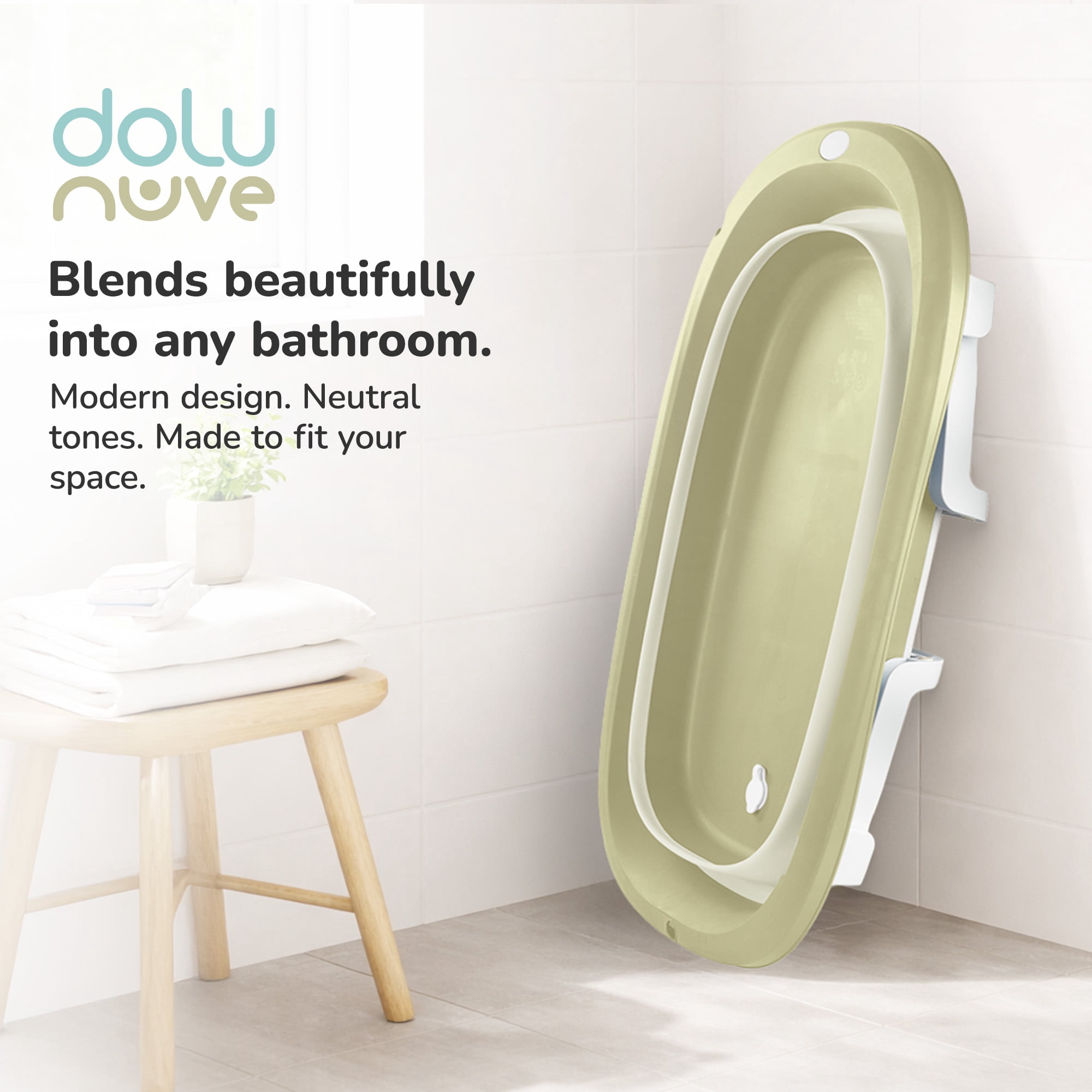 Dolu Nuve Foldable Baby Bathtub Collapsible Infant Bath Tub for Newborns, Eco Green