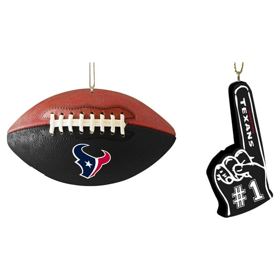 The Memory Company Houston Texans Two-Pack Football & Foam Finger Ornament Set