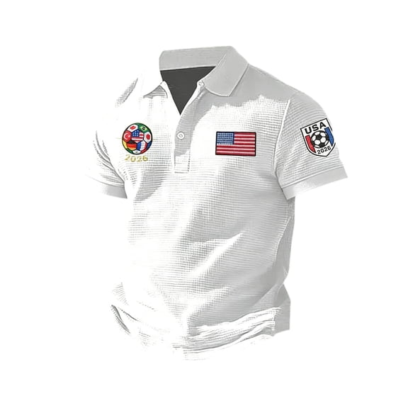 2026 Soccer for Men American Flag Graphic Tee Short Sleeve Casual Collared Pullover Polo Shirts Summer Tops for Men Outdoor Daily Wear