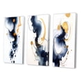 thumbnail image 3 of Designart "Suites of Distant Moods Gilded Ink Abstract I" Abstract Painting Wall Art Set Of 3 - Modern Blue Gallery Wall Set For Home Decor, 3 of 6