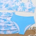 thumbnail image 4 of YDFCWXW Girls Swimsuit 4 Piece Bathing Suits Cute Bow Tropical Floral Bikini Tankini Sets with Cover Ups Beach Skirt for 8-12 Years (Sky Blue, 8-9 Years), 4 of 6