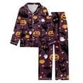 thumbnail image 5 of Womens Pajama Sets Halloween Print Button Down Collar Long Sleeve Pants Cozy Home Sleepwear Loungewear Nightwear Nightclothes Homewear, 5 of 5