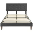 thumbnail image 2 of BIKAHOM Upholstered Platform Bed with Square Headboard, King, Dark Grey, 2 of 7
