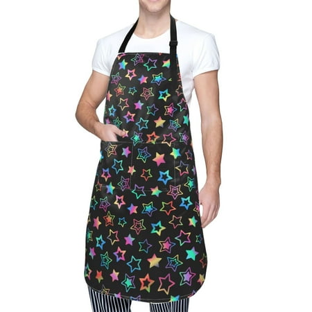 

Kdxio Multi-Colored Stars Apron with Pockets Adjustable Kitchen Aprons for Men Women Waterproof Aprons for Cooking Drawing Crafting Baking Household Cleaning