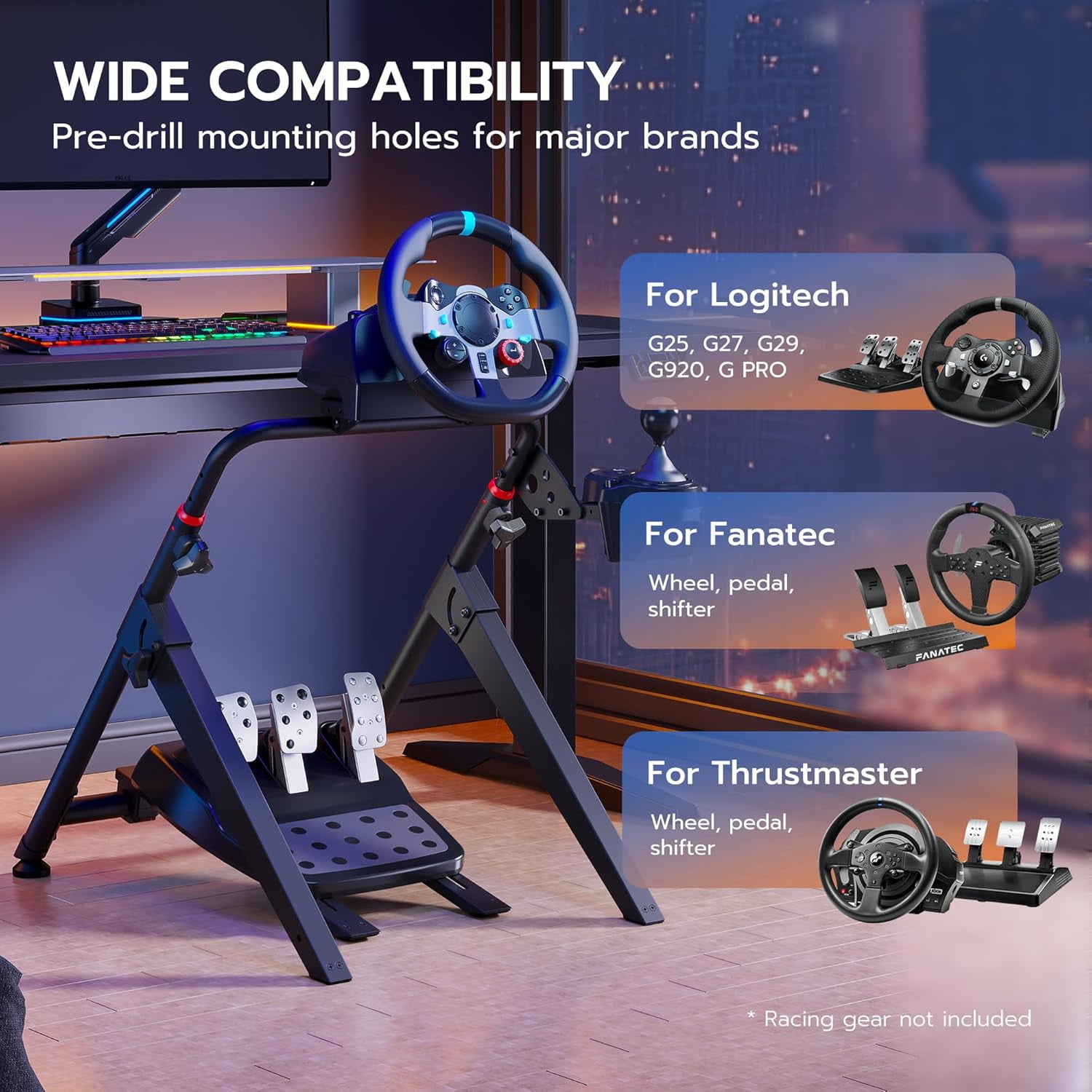 ARES WING Foldable Sim Racing Wheel Stand, Universal Racing Simulator Cockpit for PS5 PS4 Xbox PC, Adjustable Formula & GT Wheel Stand Compatible with Fanatec Thrustmaster Logitech Moza