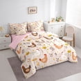 thumbnail image 3 of Feelyou Farmhouse Rooster Child Bedding Comforter Set 7pcs, Kawaii Farm Animal Queen Bedding Sets, Flower Leaf Botanical Reversible Queen Sheet Sets, Ultra Soft Bedroom Decor, 3 of 8