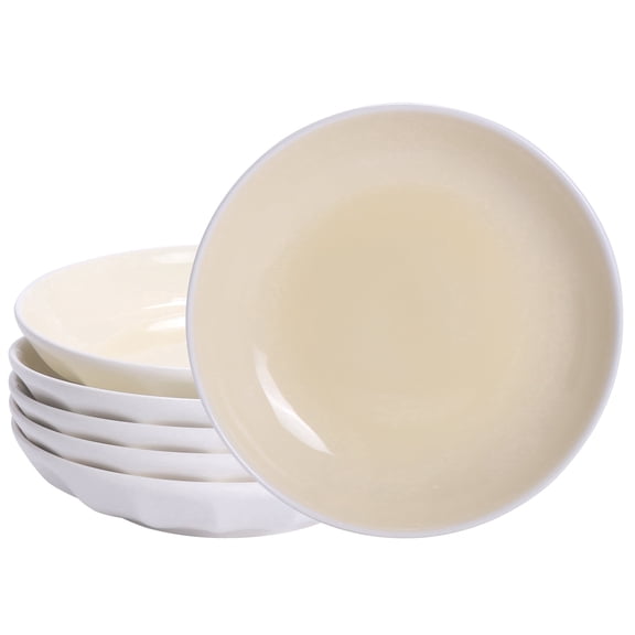 Set of 6 Yellow Porcelain Dinner Plates, 8-Inch, Microwave, Oven & Dishwasher Safe, Scratch-Resistant