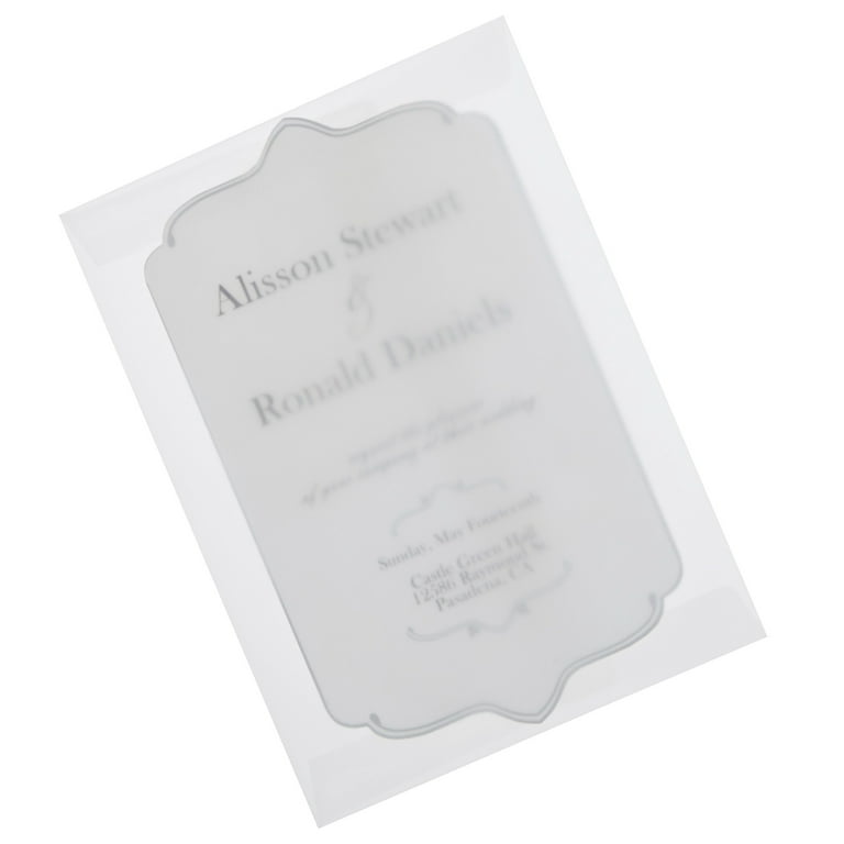 Transparent 5x7 Vellum Envelopes for Invitations, Thank You Notes, A7 Size,  Peel and Press Square Flap for Greeting Cards, Wedding Announcements,  Photos (25-Pack) 