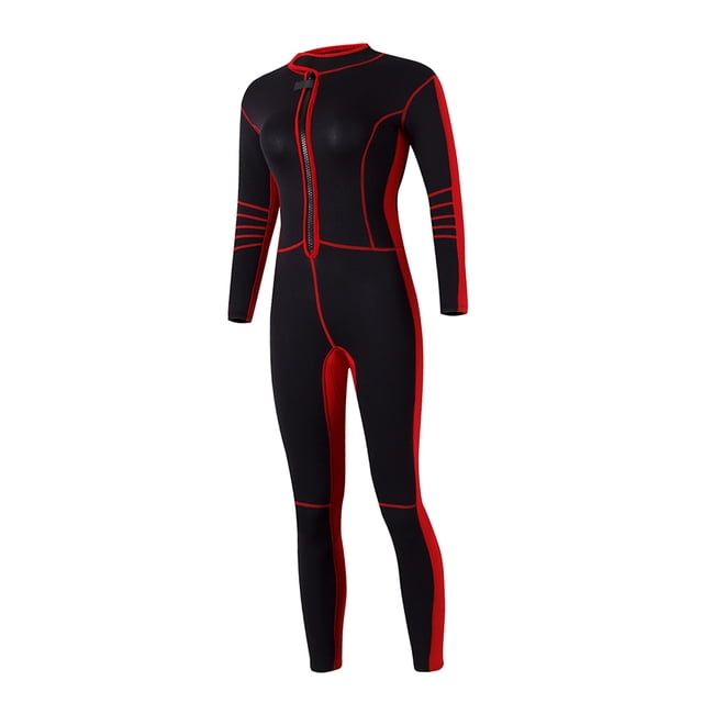 Chaqueta de neopreno de 3 mm para mujer, negra y roja para buceo, natación METRO Sunnimix Traje de buceo con escafandra