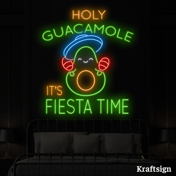 Craftnamesign Guacamole Avocado Neon Sign, Mexico Food Shop Decor Signage