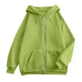 thumbnail image 4 of Green Hoodies for Women Long Sleeve Full-Zip Winter Sweater Light Loose Fit Cotton Hoodies Casual Drawstring with Pocket Jacket, 4 of 5