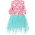 thumbnail image 2 of Little Girl Dress Kids Off Shoulder Tulle Birthday Flamingo Flower Girl Dress Blue 2T XS (201395), 2 of 3